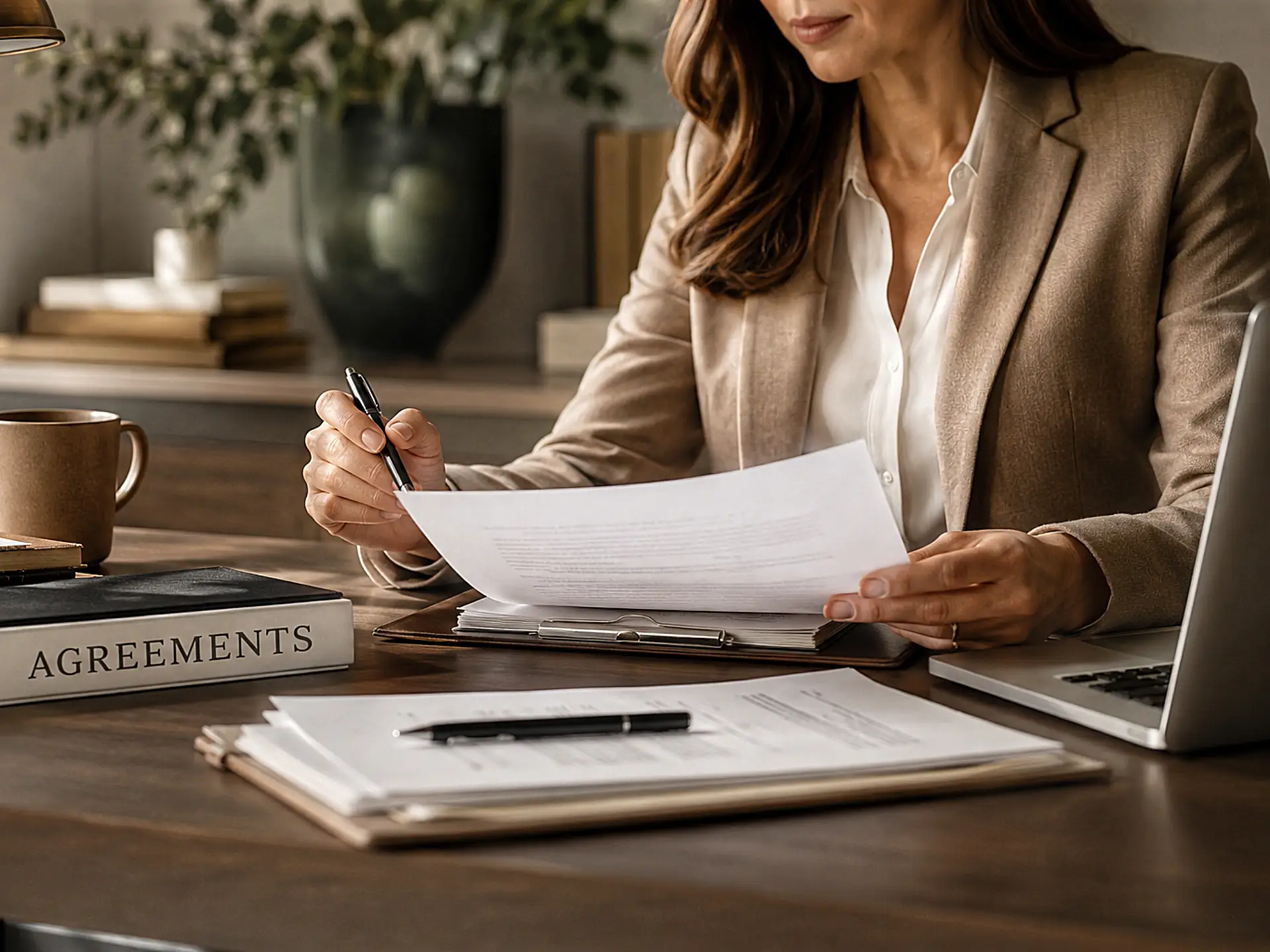 Contract Risk Analysis woman's hands signing document