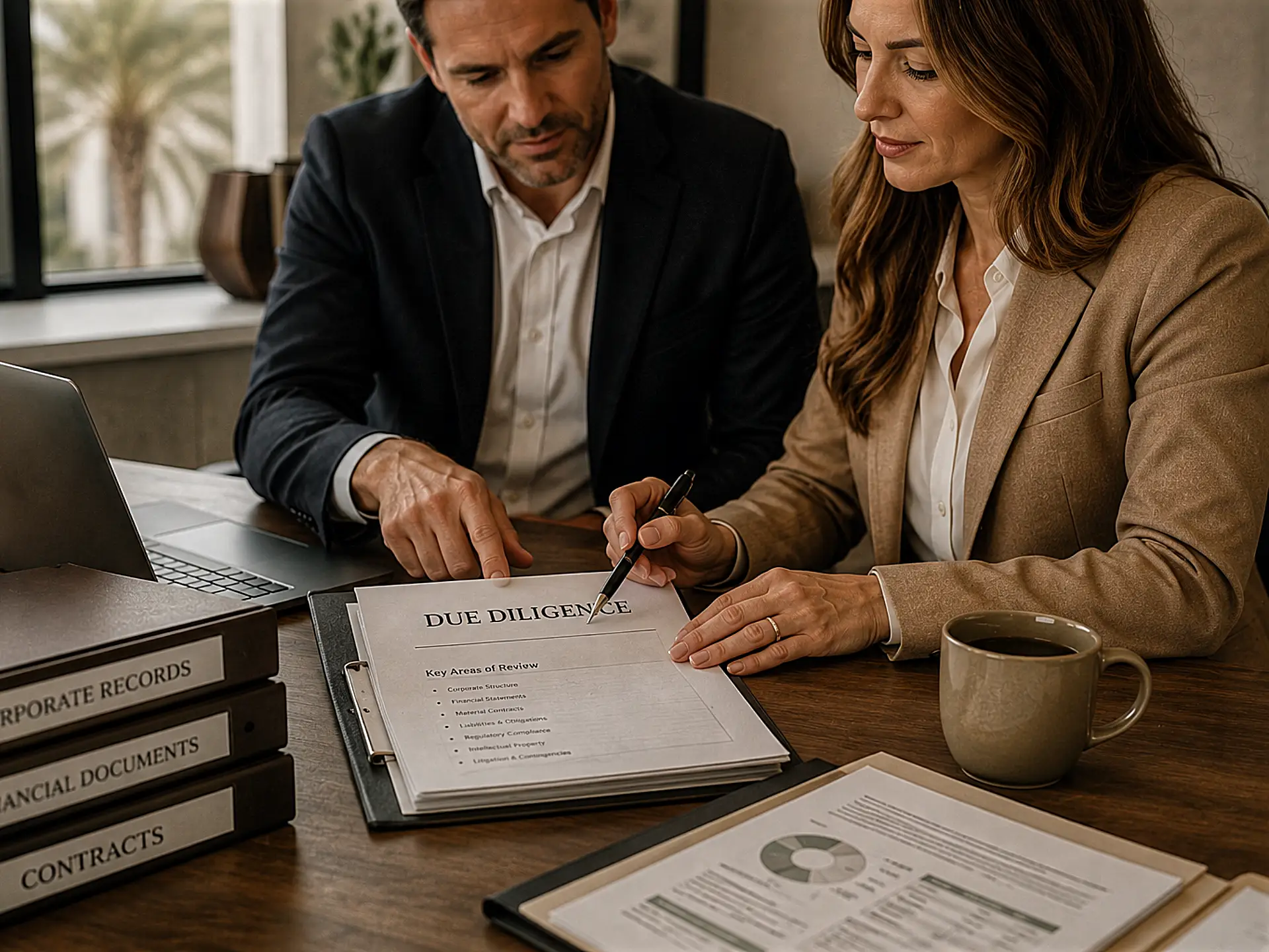 Two persons working on Due Diligence