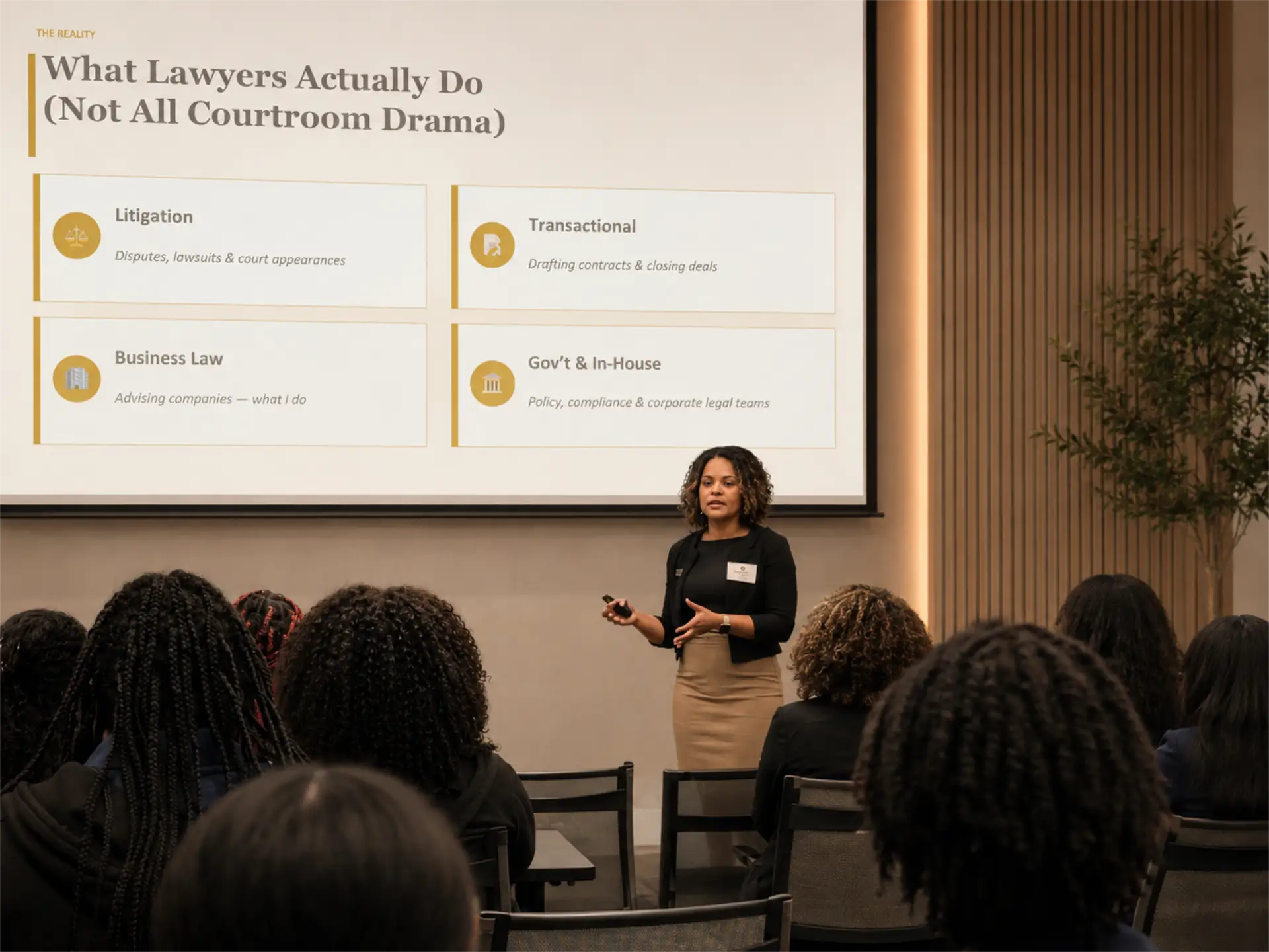 Mayelin Stevenson speaking to female crowd